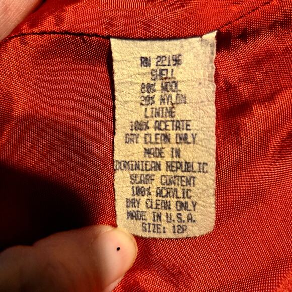 Herman Kay 12P Red Wool Women's Long Pea Coat Jacket Petite Size P PL LP Large - Picture 4 of 7